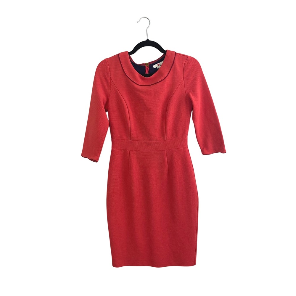 Boden Mia Ottoman Dress 2P Red Coral Textured Ribbed Sheath Workwear Corporate
